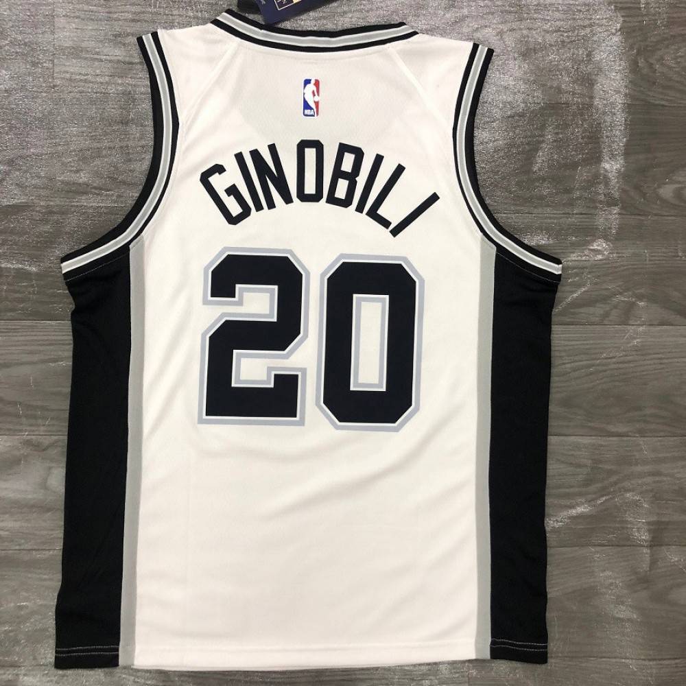 Men's San Antonio Spurs Manu Ginobili #20 White 2020/21 Swingman Jersey - Association Edition-Pro Kit Vault | Brand New 26/27 Sports Jerseys